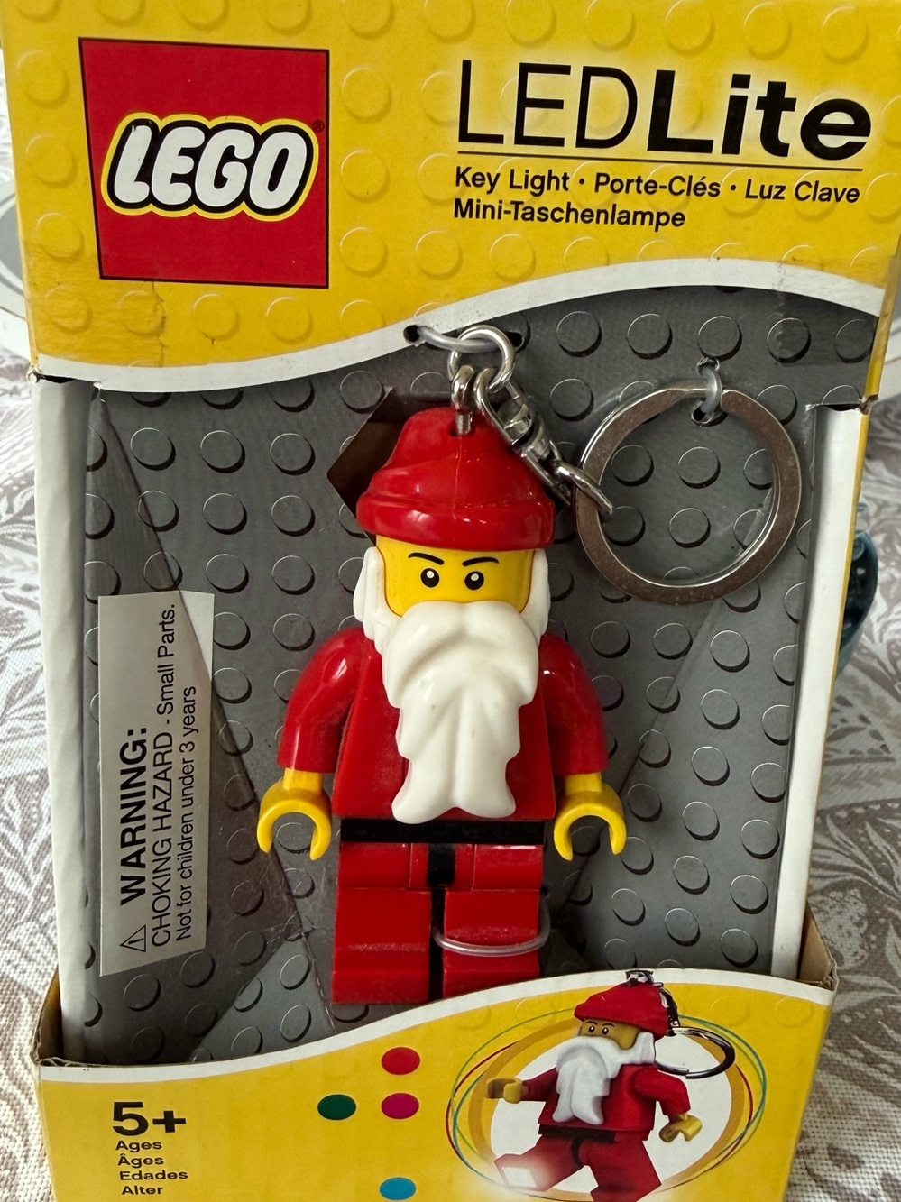 Lego Red Santa Minifigure Keychain with LED Lite